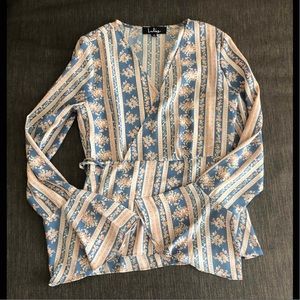 Lulus floral wrap blouse